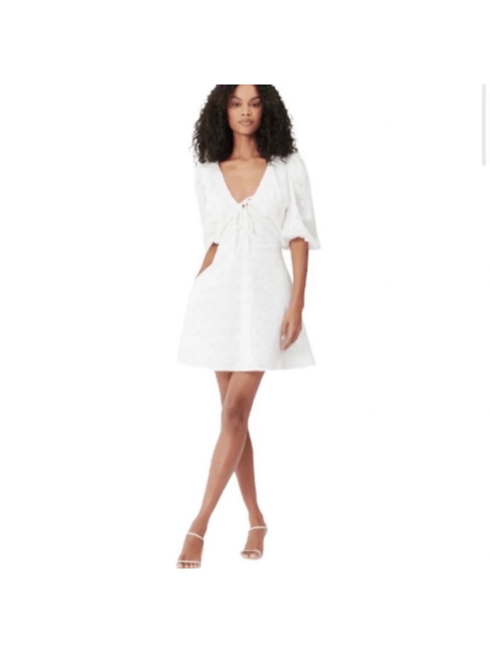 NICHOLAS White V-Neck Tie-Front Mini Dress